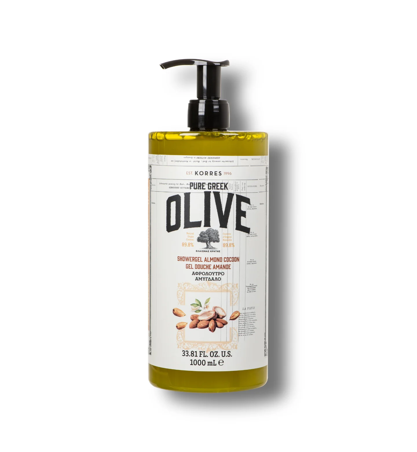 Pure Greek Olive Shower Gel Almond Cocoon 1 Liter