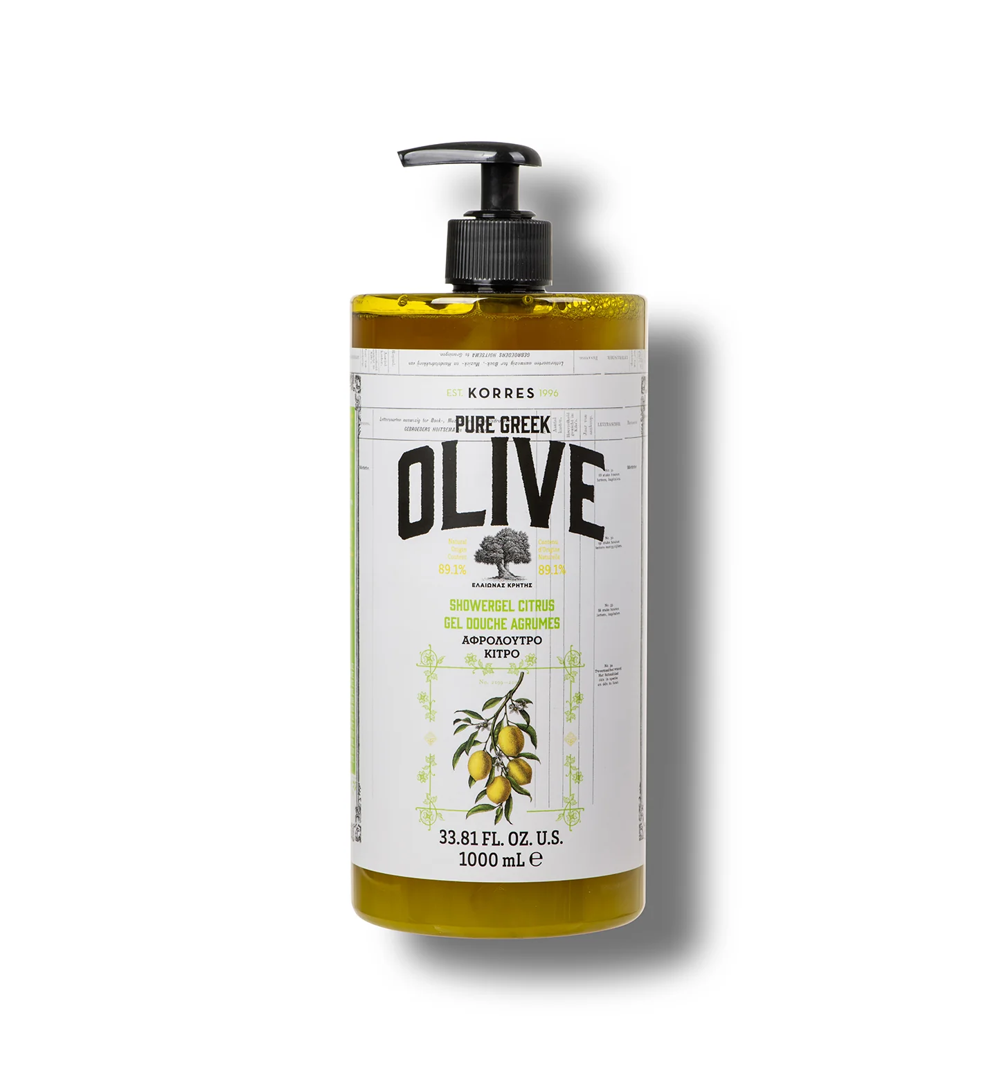Pure Greek Olive Shower Gel Citrus 1 Liter