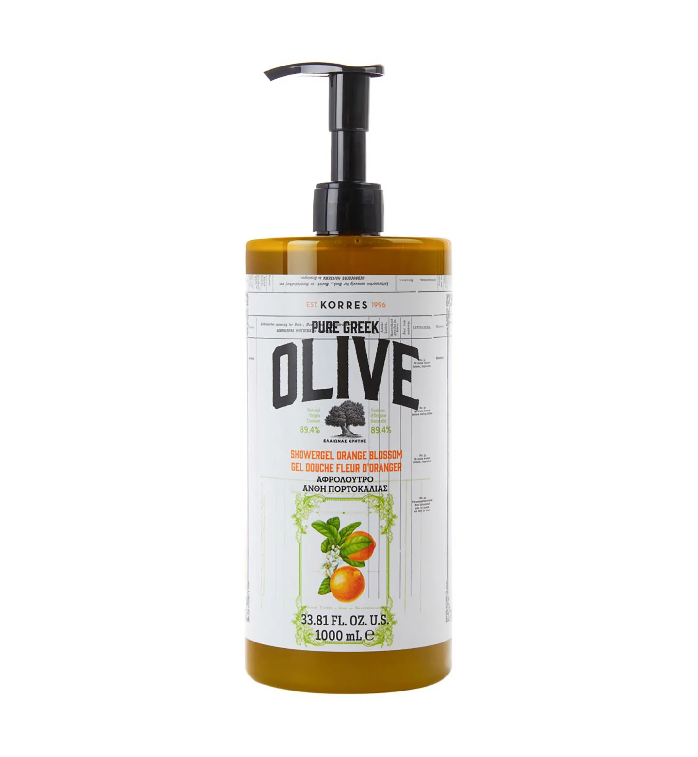 Pure Greek Olive Shower Gel Orange Blossom 1 Liter