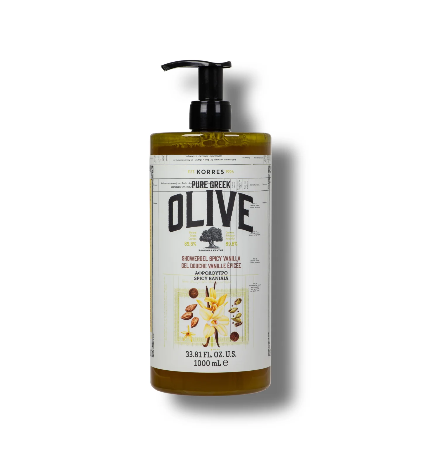 Pure Greek Olive Shower Gel Spicy Vanilla 1 Liter